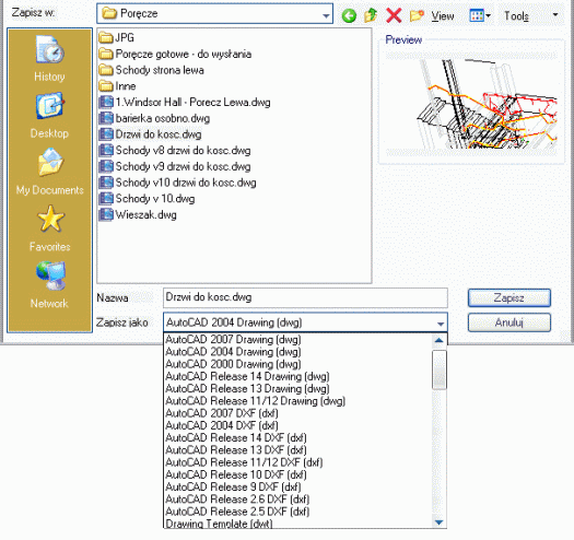 ZwCAD pliki DWG i DXF wersje AutoCAD od 2.5 do 2010