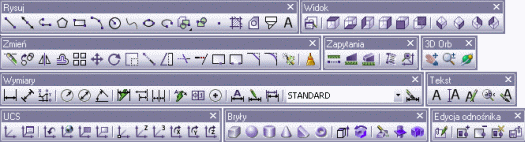 ZwCAD nowy program cad - przykładowe paski narzędziowe