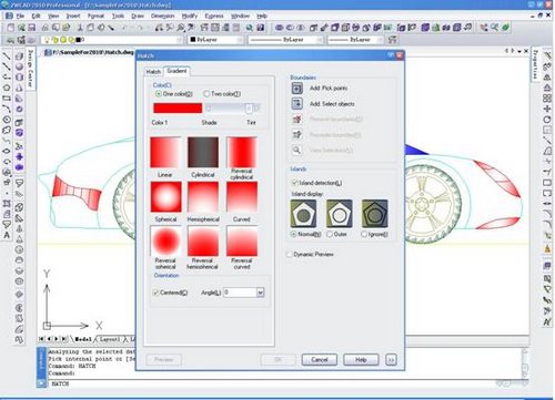 ZwCAD program cad gradienty