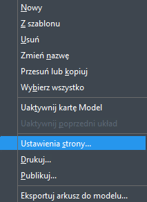 Menu kontekstowe pojawiające się po kliknięciu prawym klawiszem myszy w etykietę: Arkusz