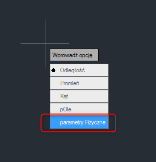 Wybór z menu ekranowego opcji: parametry Fizyczne