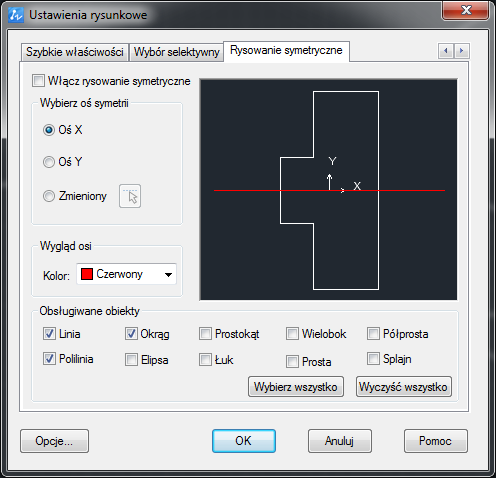 Rysowanie symetryczne w ZWCAD 2024